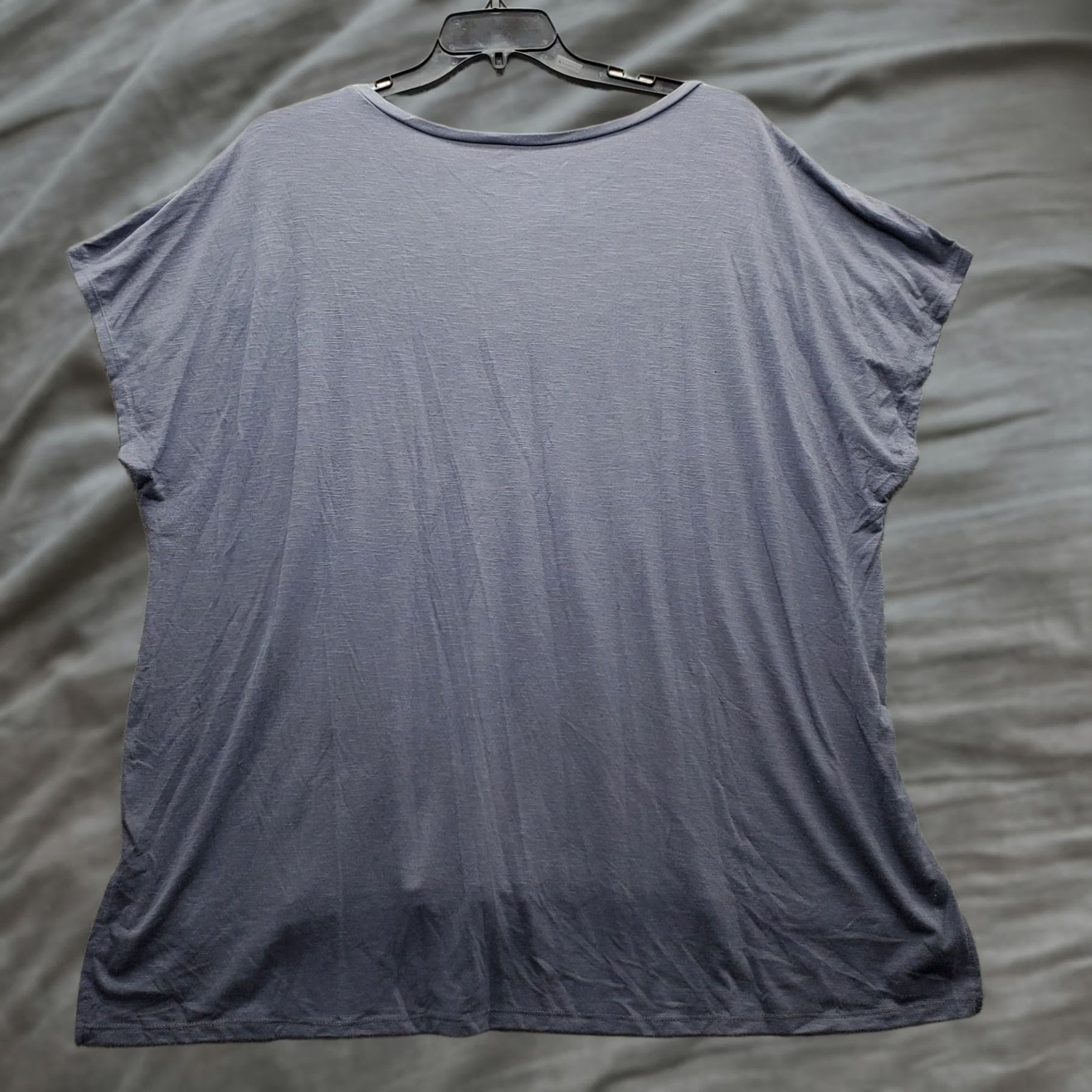 Vintage Lane Bryant Women Size 26/28 Blue Stretch Round Neck Pullover Shirt Top Casual High Low Tee Size 4XL / US 24-26 - 1 Thumbnail