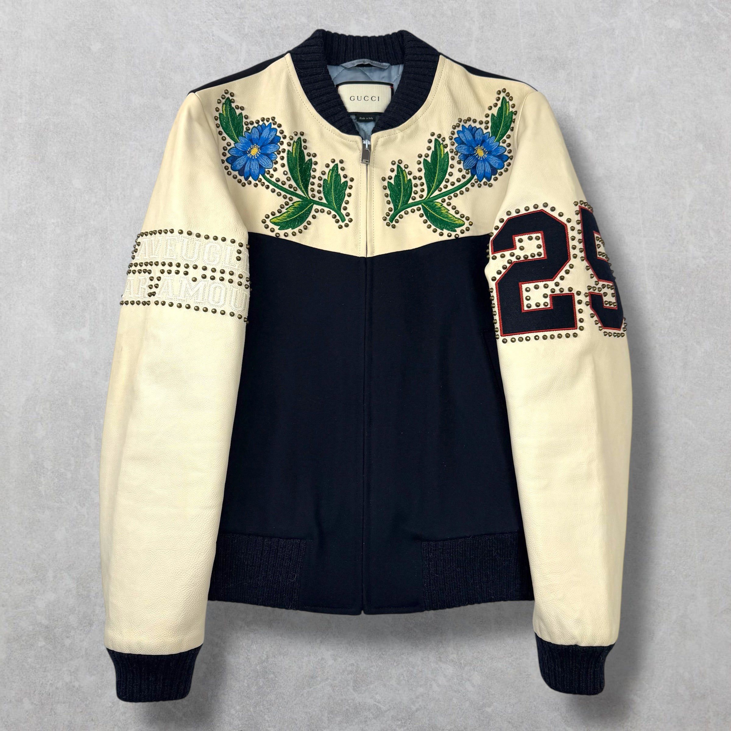 Gucci Gucci Floral Studded Varsity Jacket 44 (XS) Size US XS / EU 42 / 0 - 1 Thumbnail