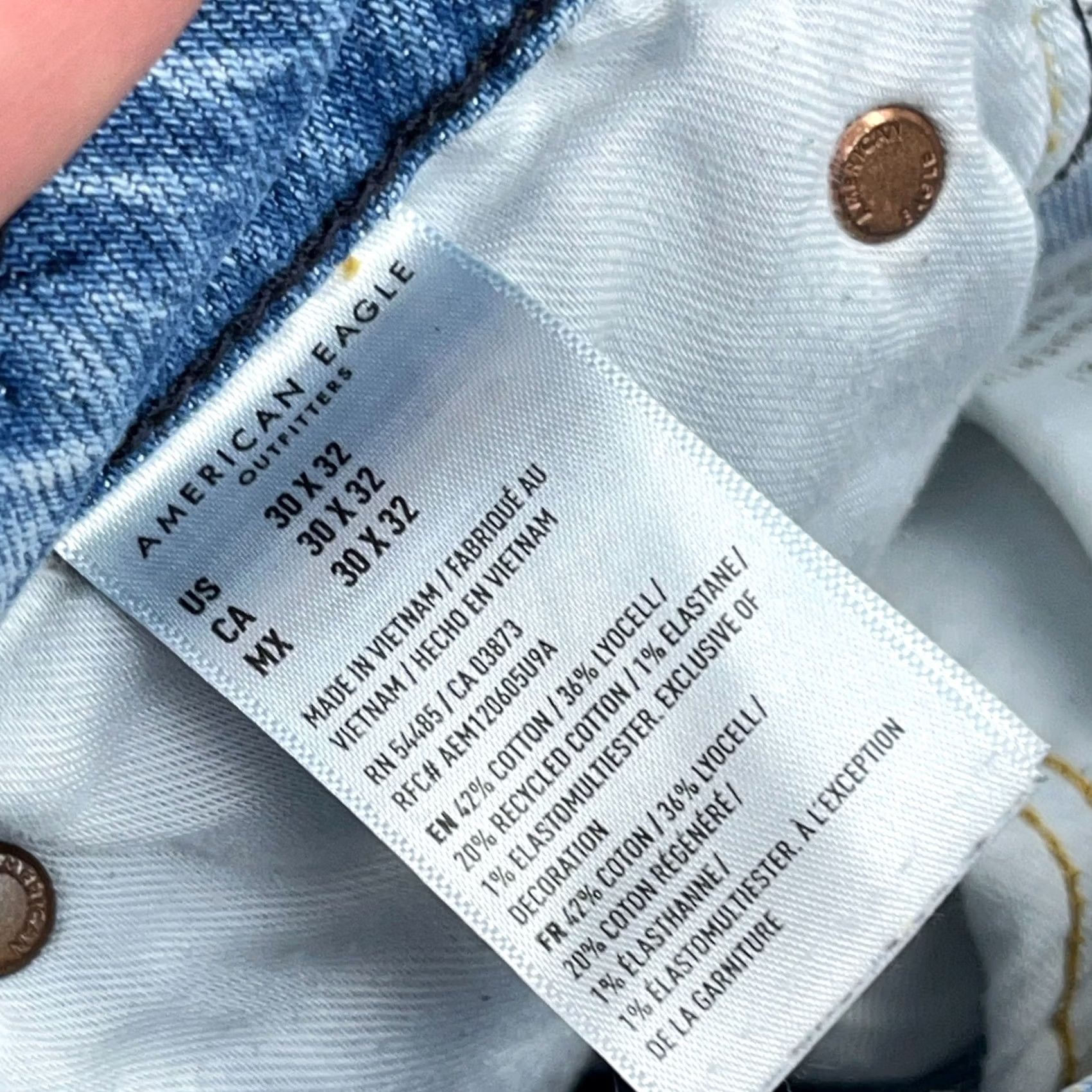 American Eagle Outfitters American Eagle Outfitters Jeans Men 30x32 Athletic Straight Leg Light Wash Blue 5-Pocket Denim Stretch N/A Size US 30 / EU 46 - 5 Thumbnail