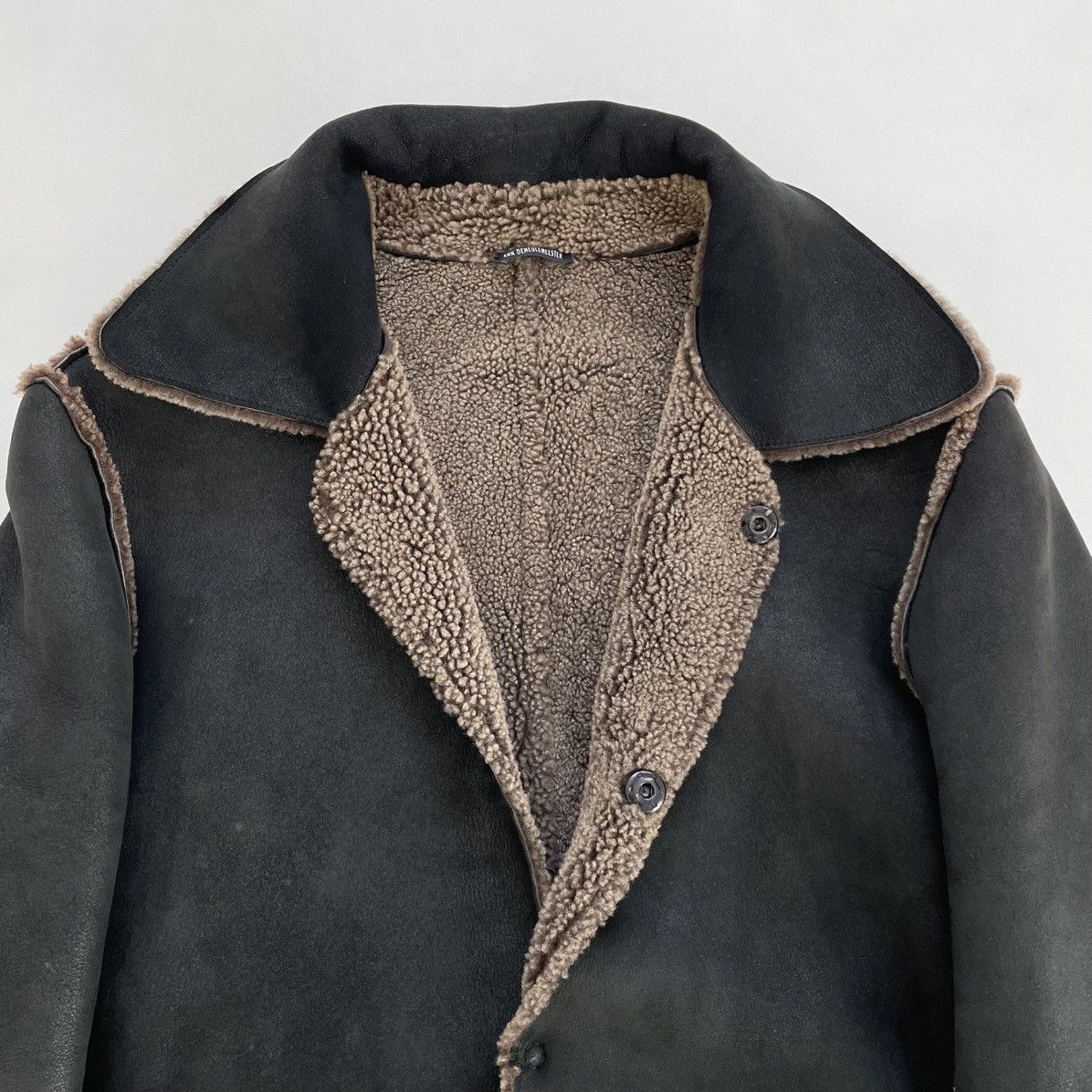Ann Demeulemeester Early 2000s Black/Brown Shearling Jacket Size US M / EU 48-50 / 2 - 7 Thumbnail