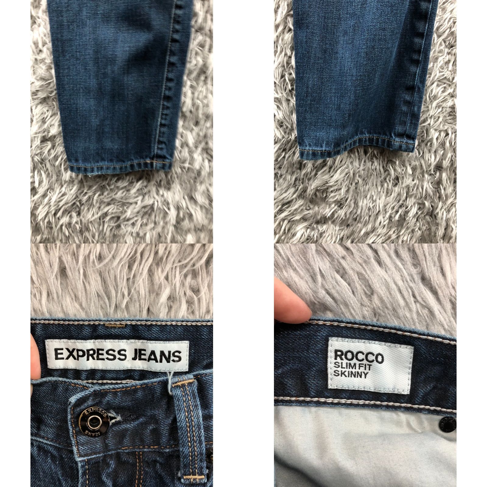 Express Express Rocco Slim Fit Skinny Jeans 32x32 Mens Medium Wash Blue Size US 32 / EU 48 - 8 Thumbnail