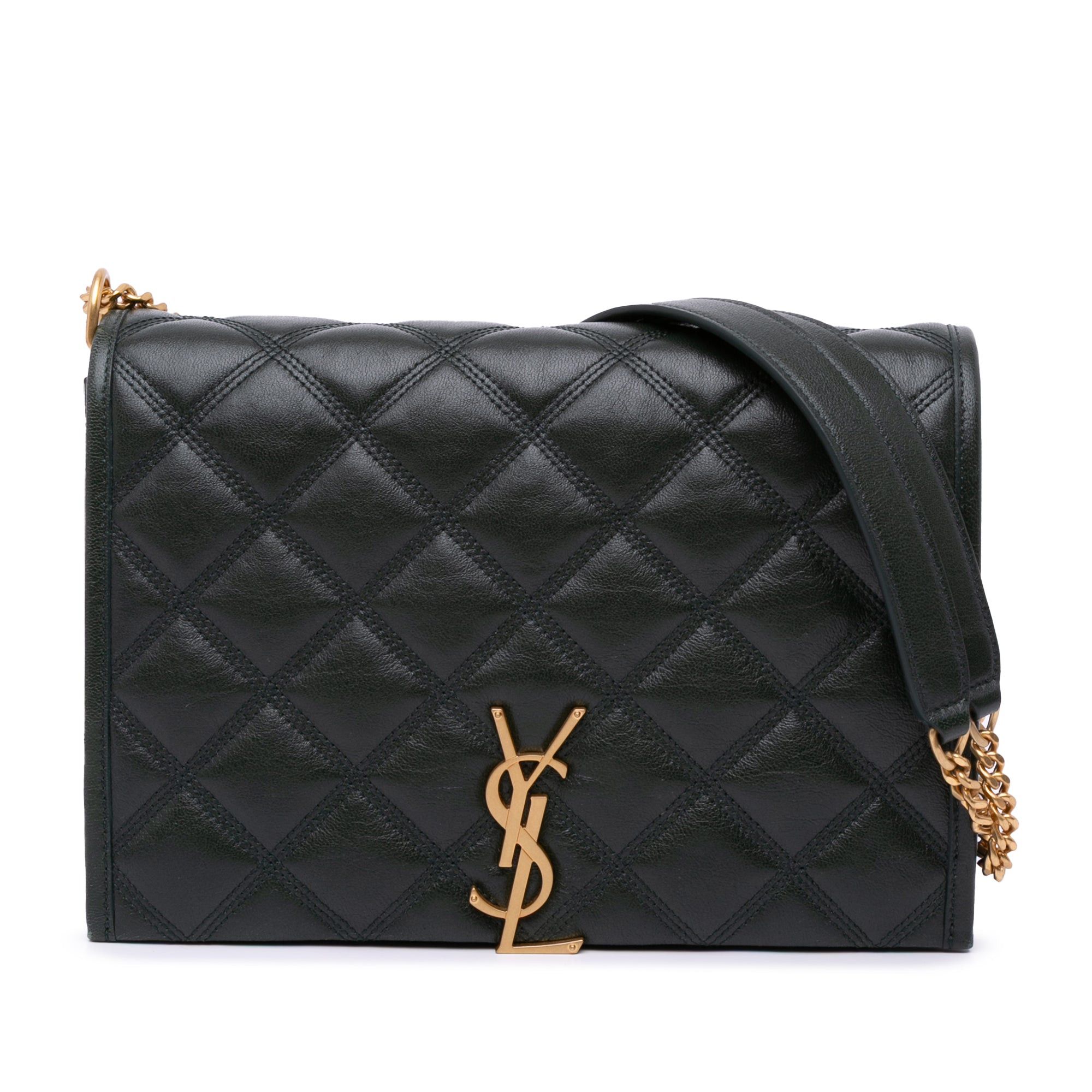 Saint Laurent Paris Saint Laurent Small Quilted Lambskin Becky Chain Shoulder Bag Green Size ONE SIZE - 1 Thumbnail