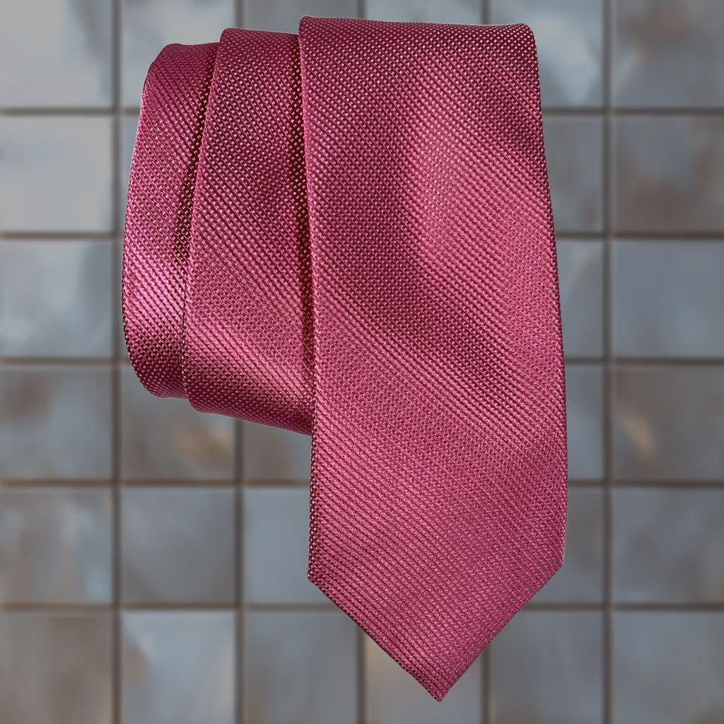 Vintage John Langford London Neck Tie Pink 100% Silk Modern Slim 3" Geometric Mens Tie Size ONE SIZE - 1 Thumbnail