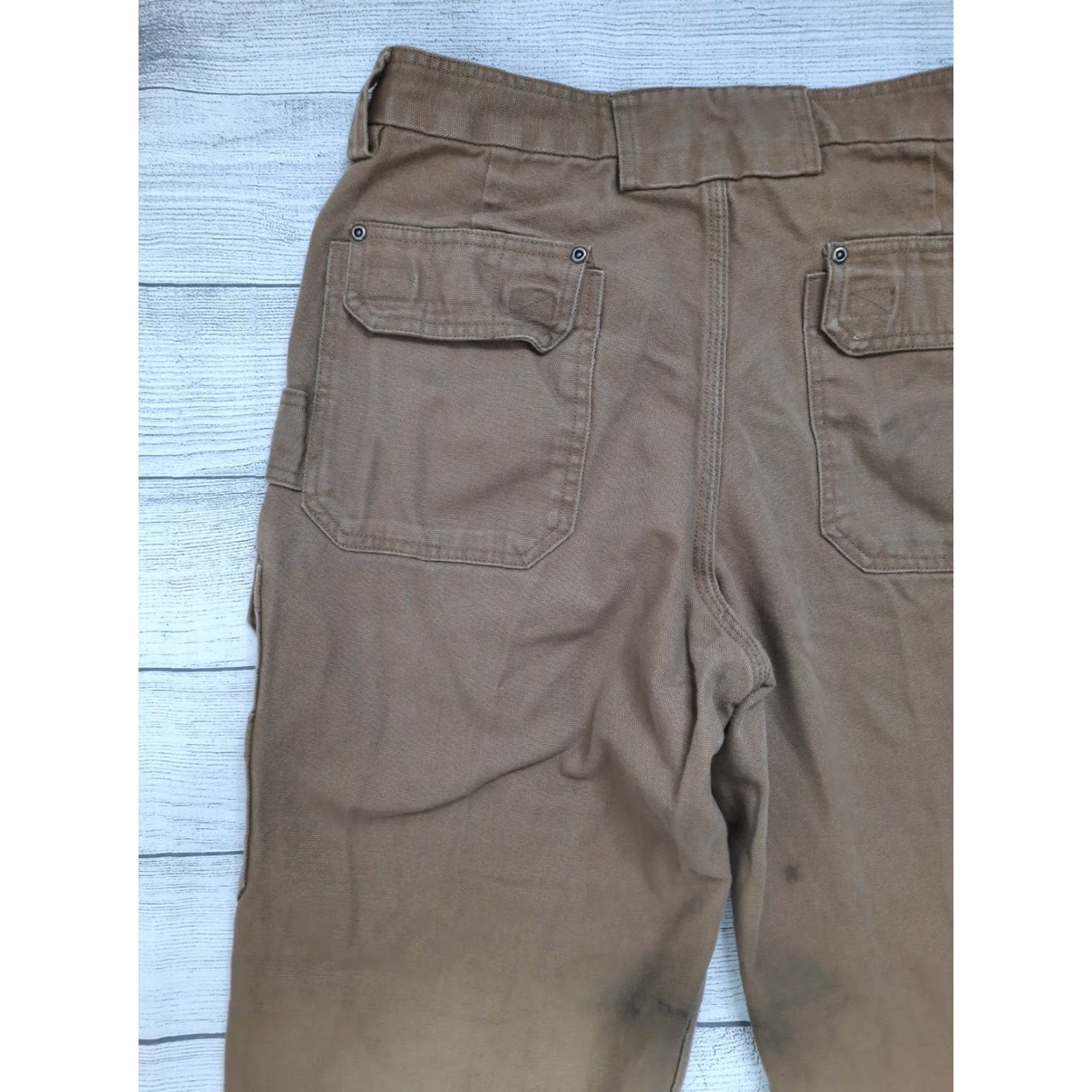 CO VINTAGE Men's Duluth Trading Co Cargo Work Pants 36x32 Tan Beige Canvas Cotton Pockets Size US 36 / EU 52 - 7 Thumbnail
