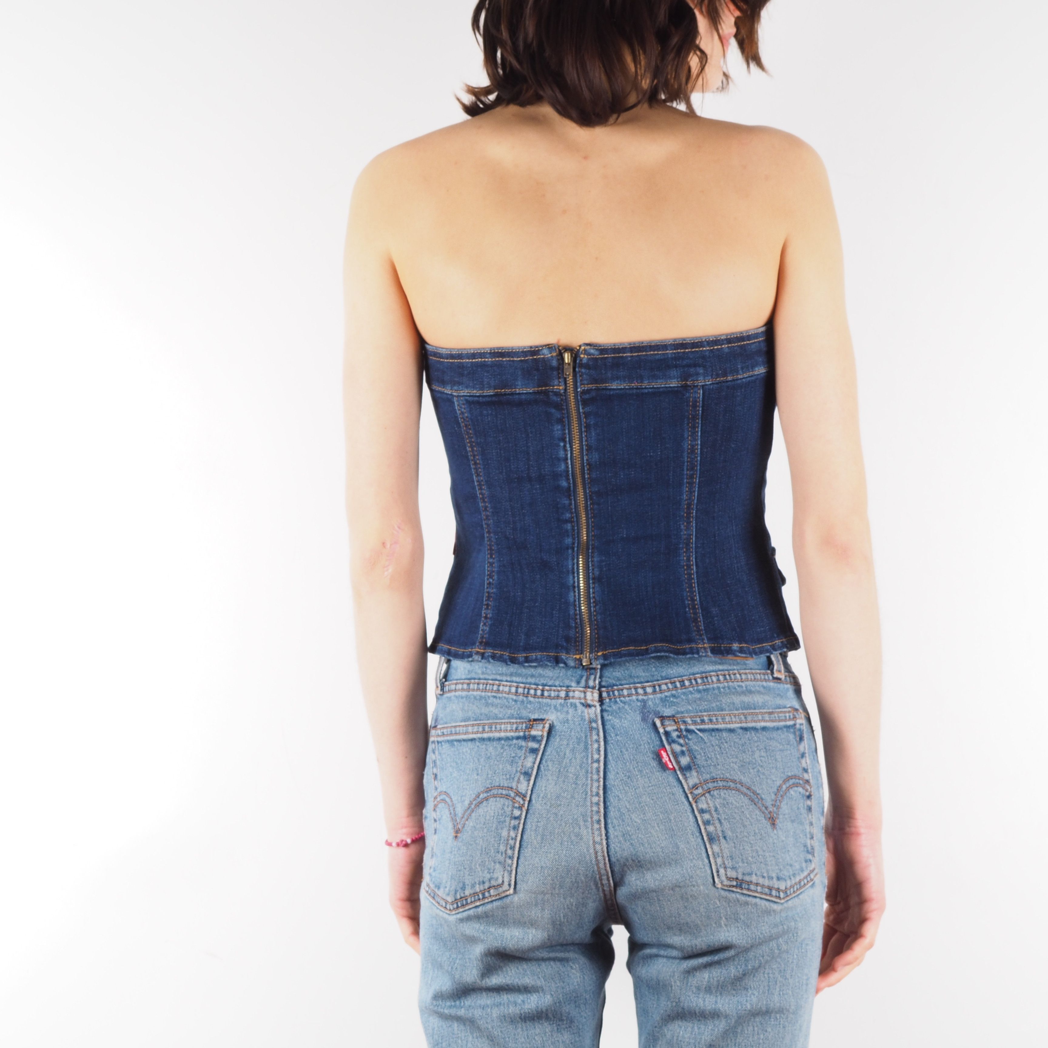 Miss Sixty Miss Sixty Vintage Women's Blue Denim Corset Top Size S / US 4 / IT 40 - 2 Thumbnail