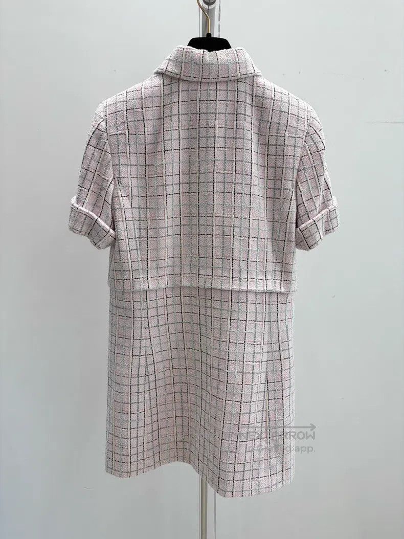 Chanel Chanel Pink knitted plaid dress jacket Size XS / US 0-2 / IT 36-38 - 2 Thumbnail
