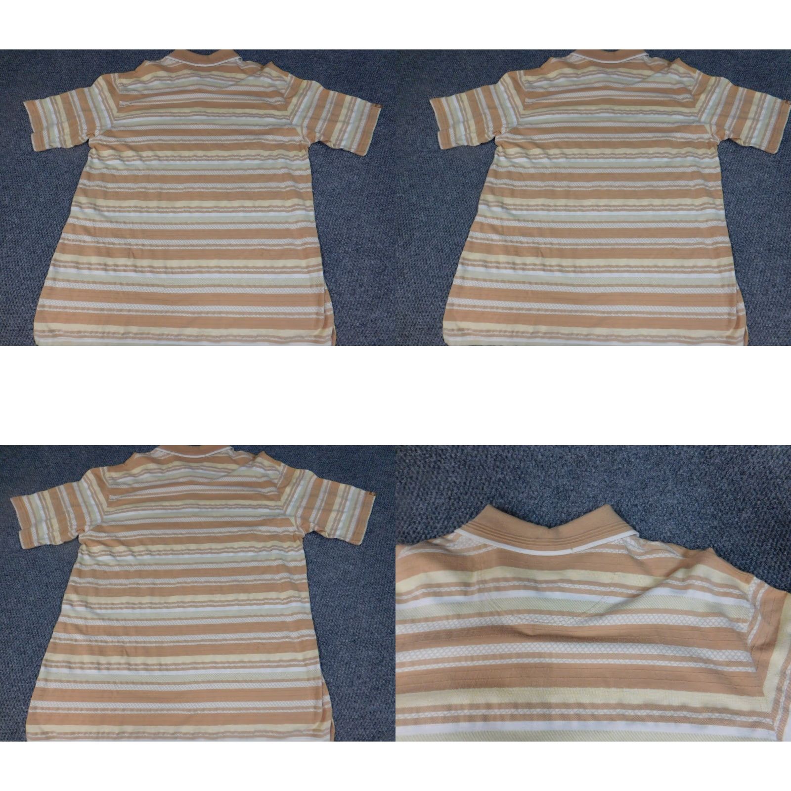 Enyce Enyce Polo Shirt XL Regular Beige Striped Button Short Sleeve Logo Knit Cotton Men Casual Vintage No Size US XL / EU 56 / 4 - 8 Thumbnail