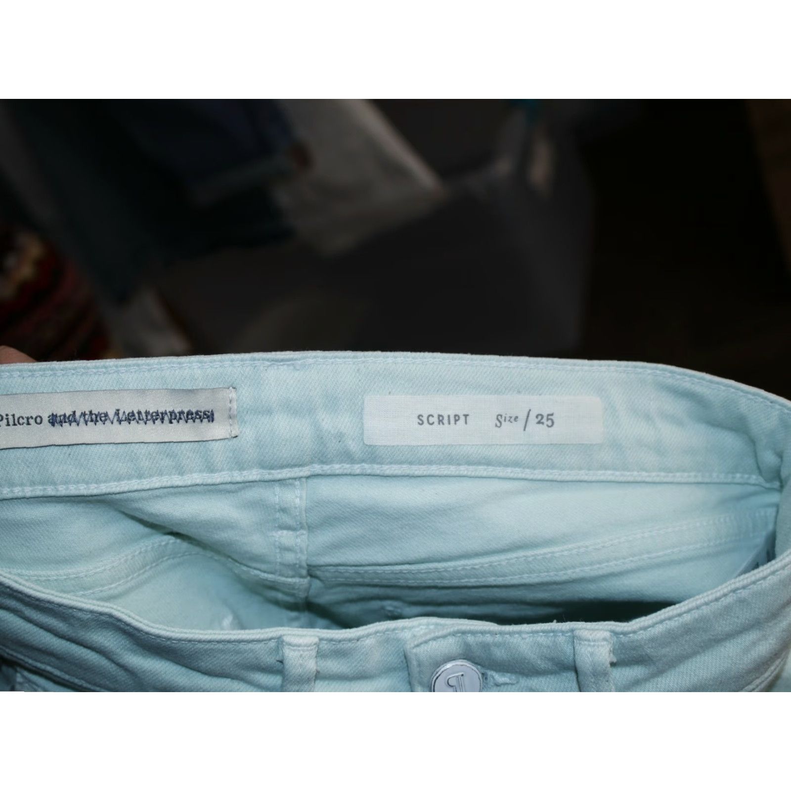Vintage VINTAGE Pilcro & the Letterpress Script Jeans Women 25 Mint Green Raw Hem Skinny Ankle High Rise 25 Womens jeans Size ONE SIZE - 5 Thumbnail