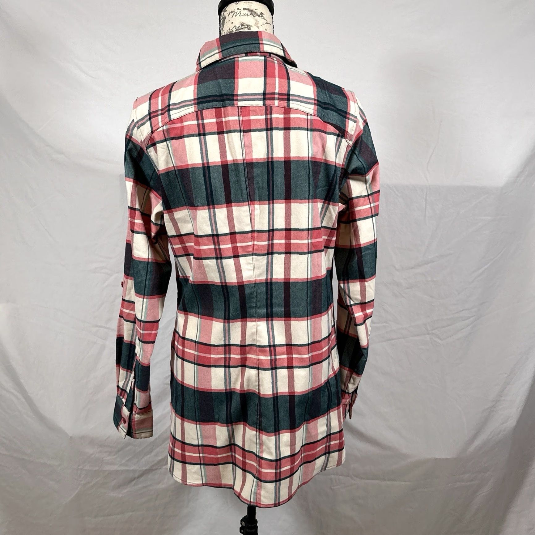 Pinko Columbia Tunic Womens Medium Silver Ridge 2 Pink Green Plaid Flannel Top Button-Up Casual Travel Workwear All Seasons Breathable Pockets Pocket Phone Size M / US 6-8 / IT 42-44 - 5 Thumbnail