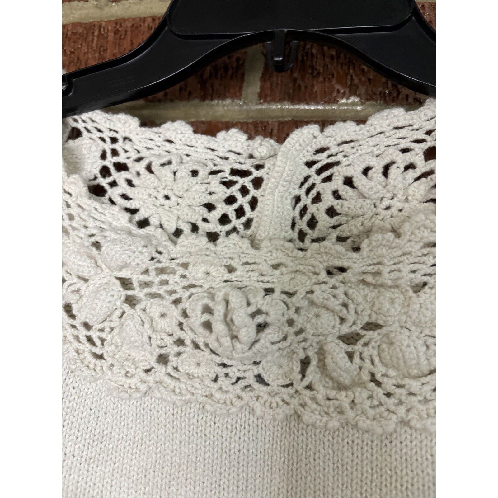Other Vintage Margules Women’s Sweater Crochet Cream Pearl Large Size L / US 10 / IT 46 - 3 Thumbnail