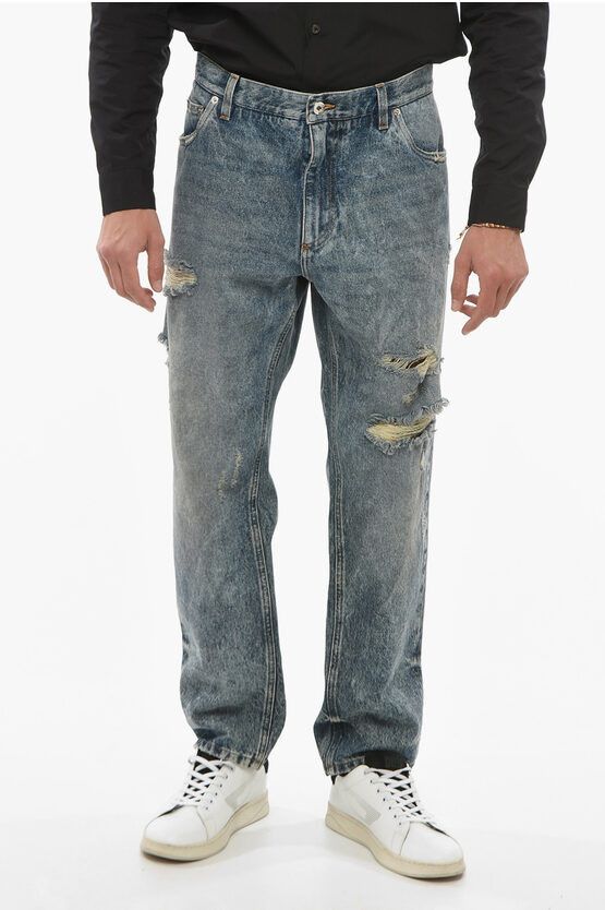 image of Dolce Gabbana Loose Fit Stone Washed Denims 19Cm in Light Blue, Men's (Size 35)