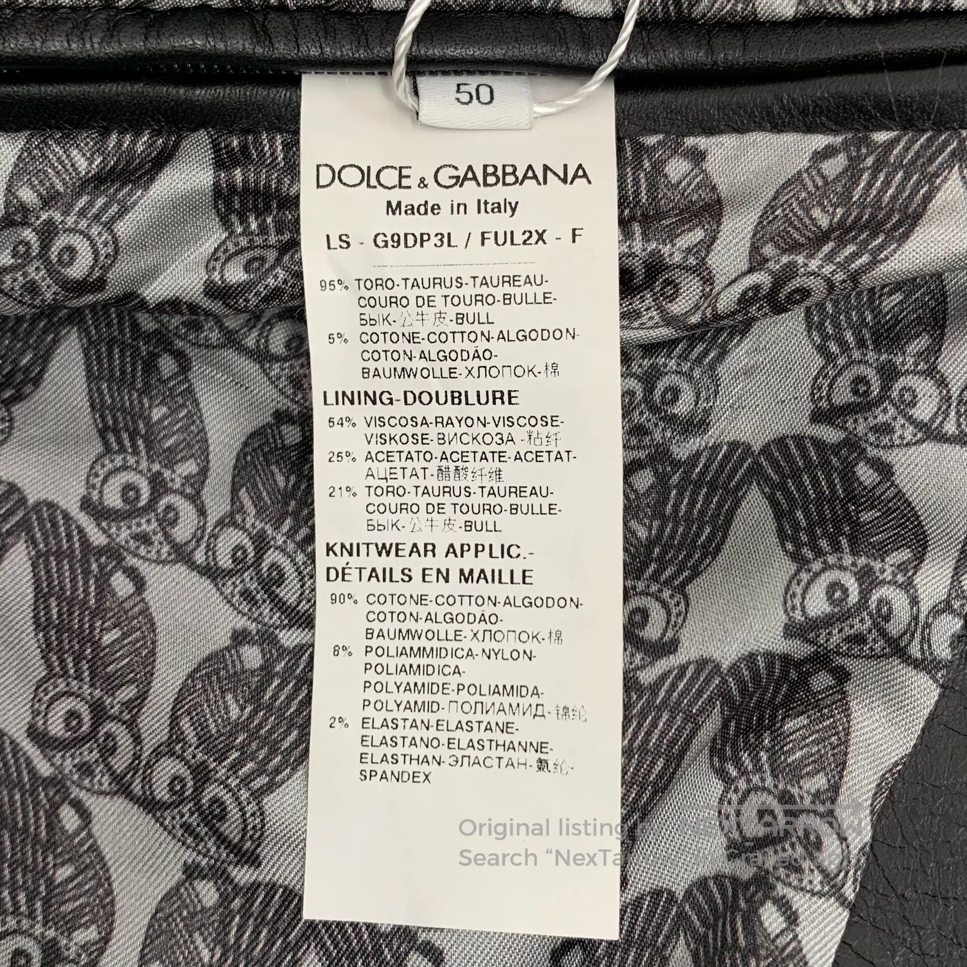Dolce & Gabbana Dolce Gabbana Black Leather Collar Zip Up Single Breasted Size US L / EU 52-54 / 3 - 7 Thumbnail