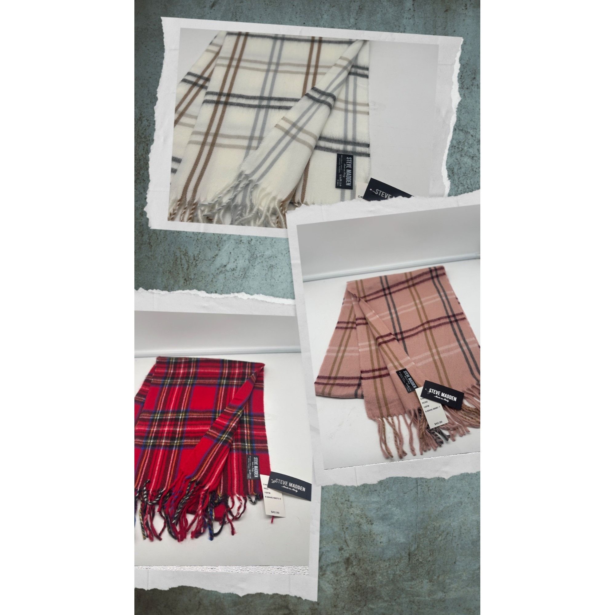 Steve Madden Set of 3 Steve Madden Plaid Muffler Scarves Made in Italy Size ONE SIZE - 2 Thumbnail