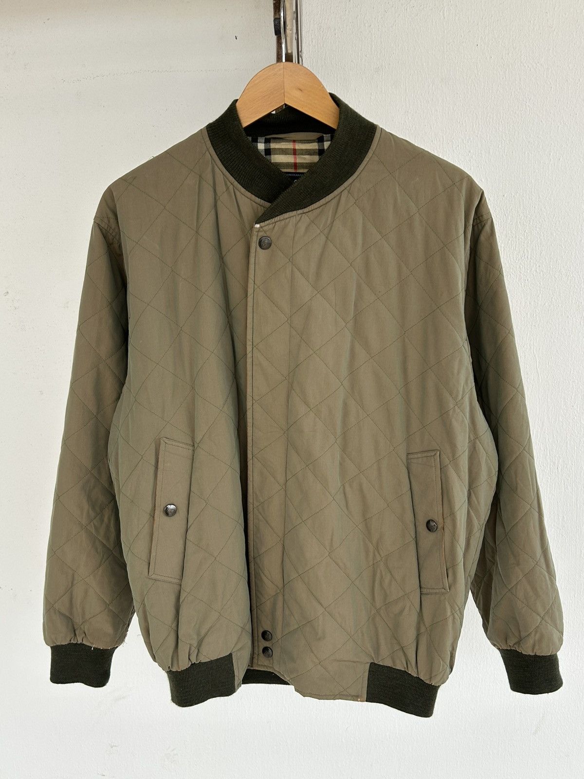 Burberry Bomber Quilted Jacket Olive Size US L / EU 52-54 / 3 - 1 Thumbnail