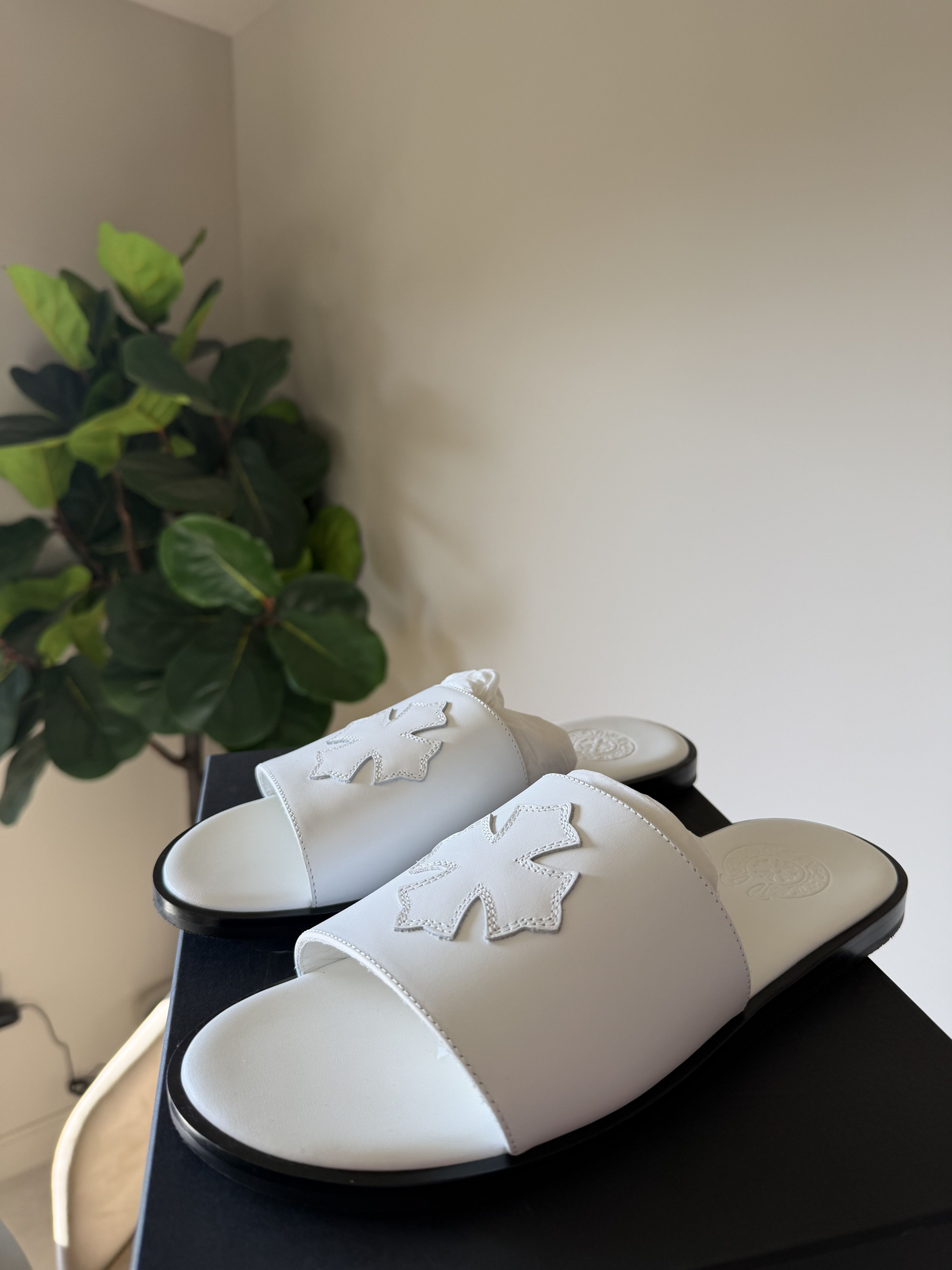 Chrome Hearts CHROME HEARTS 'CROSS PATCH' WHITE SANDALS Size US 11 / IT 41 - 4 Thumbnail