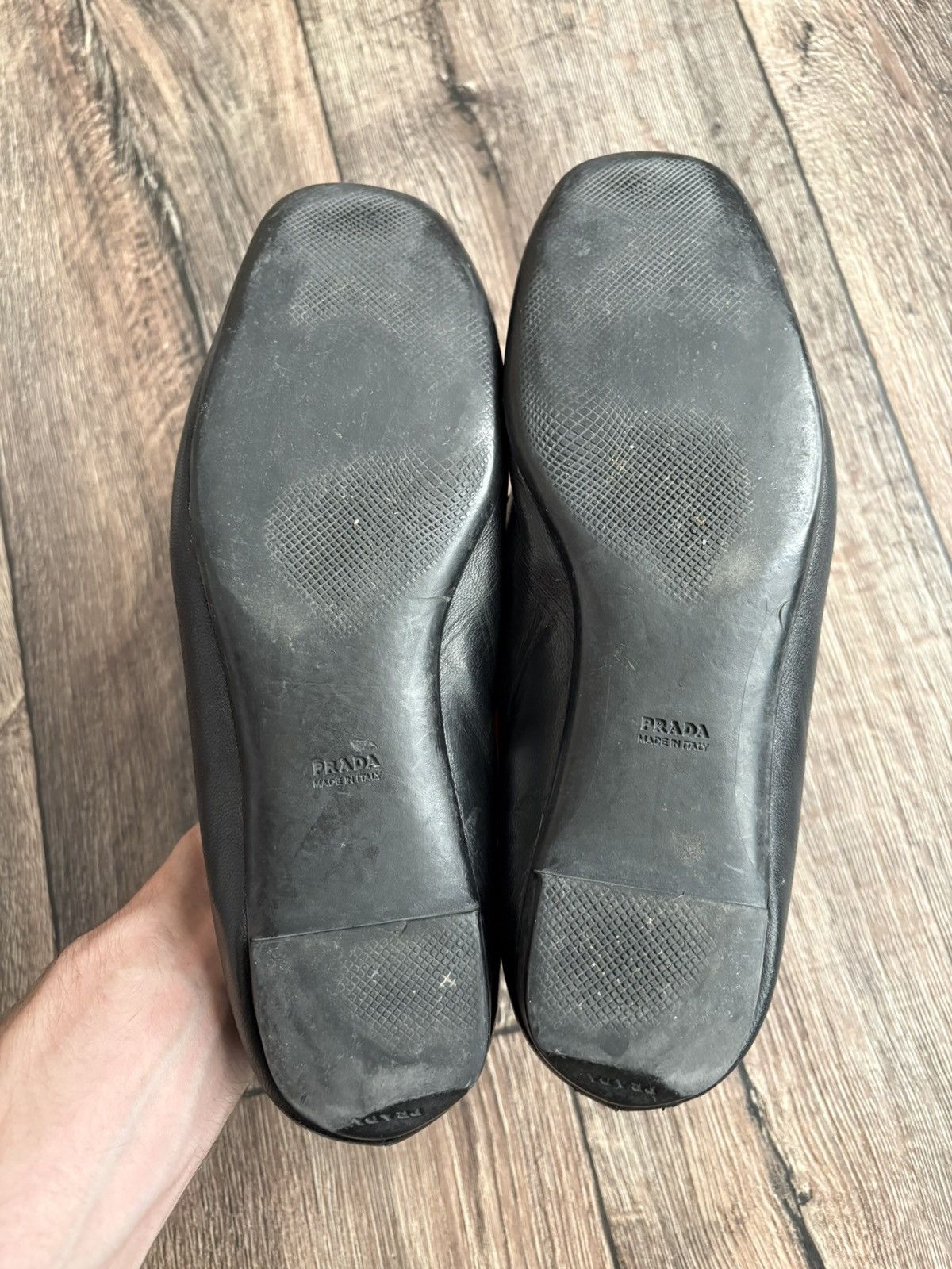 Prada Prada Black Leather Flat Shoes Women’s Square Toe Loafers Size US 9.5 / IT 39.5 - 7 Thumbnail