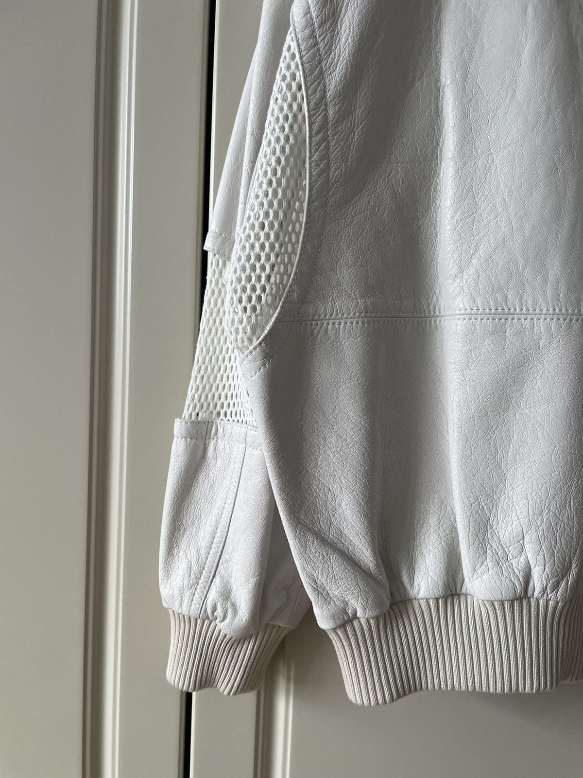 Celine × Hedi Slimane SS22 White Hooded Leather Bomber Mesh Panneling Size US S / EU 44-46 / 1 - 18 Thumbnail