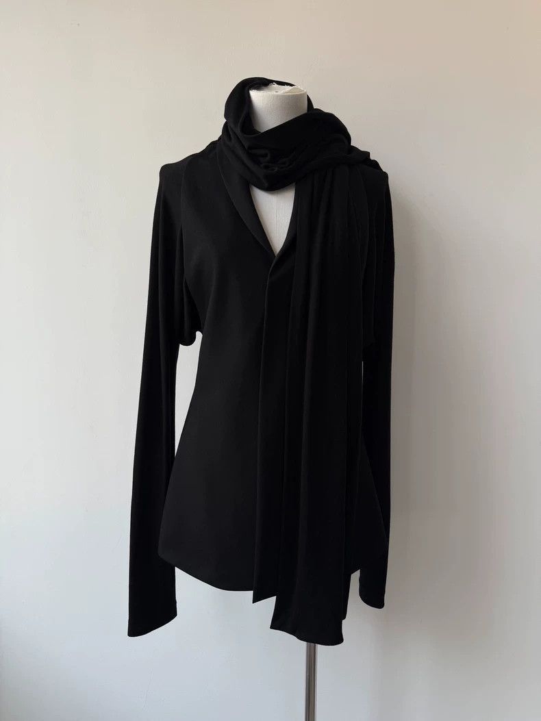 Yohji Yamamoto Yohji Yamamoto Yohji Yamamoto Black Scarf Layered Top Size US M / EU 48-50 / 2 - 1 Thumbnail