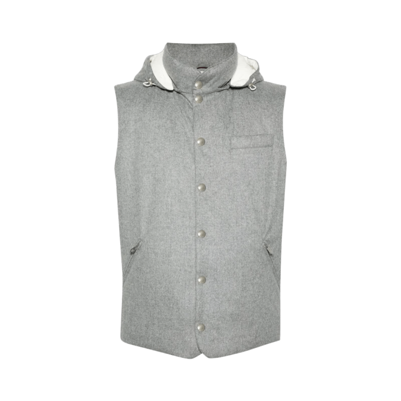 Brunello Cucinelli o1mtch0225 Wool Vest in Light Grey Size US L / EU 52-54 / 3 - 1 Thumbnail