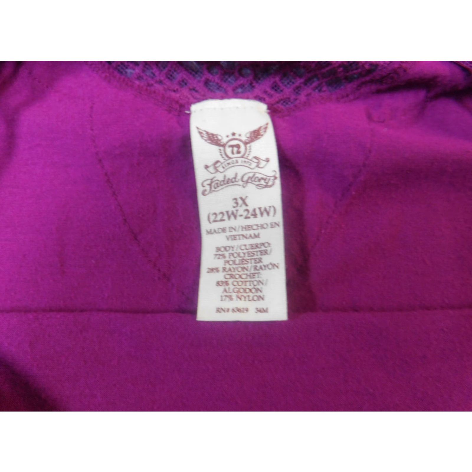 Faded Glory Faded Glory Blouse Shirt 3X Womens Purple Dolman Sleeve Button Collared Tunic Casual Size XXL / US 16-18 / IT 52-54 - 5 Thumbnail