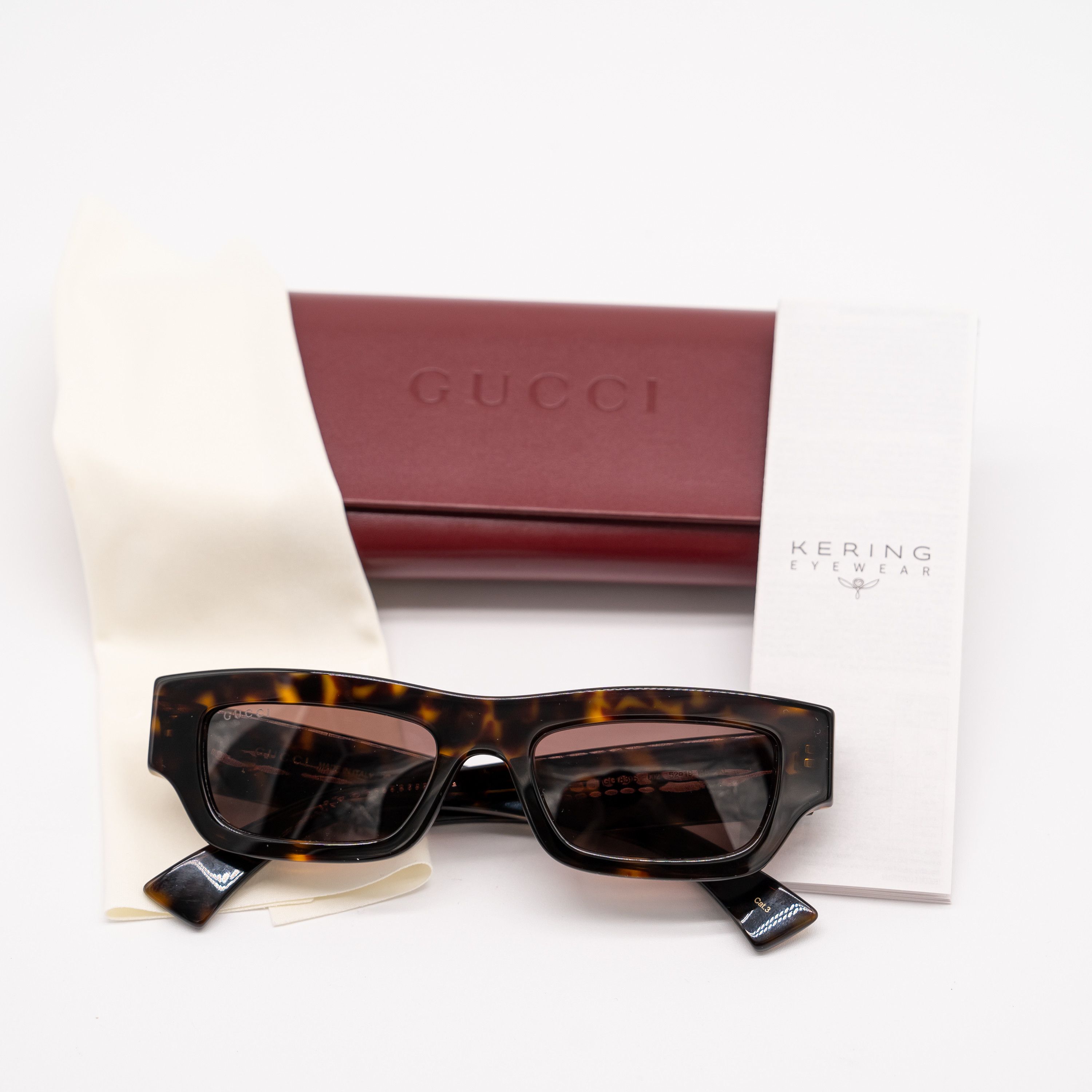 Gucci Gucci GG1839S Rectangular Frame Tortoise Acetate Sunglasses Size ONE SIZE - 9 Thumbnail