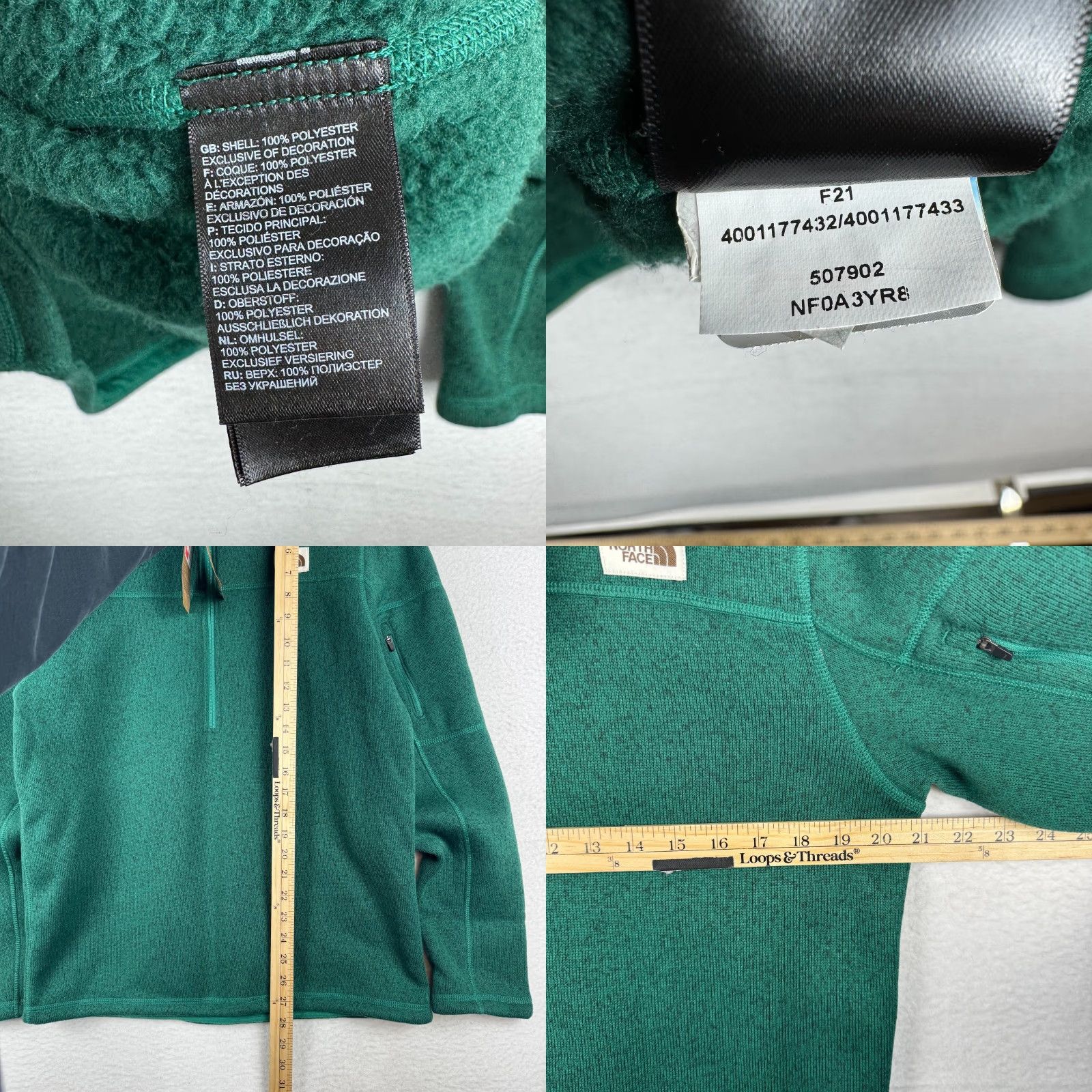 The North Face NEW The North Face Mens Medium Green Gordon Lyons 1/4 Zip Sweater Fleece Size US M / EU 48-50 / 2 - 8 Thumbnail