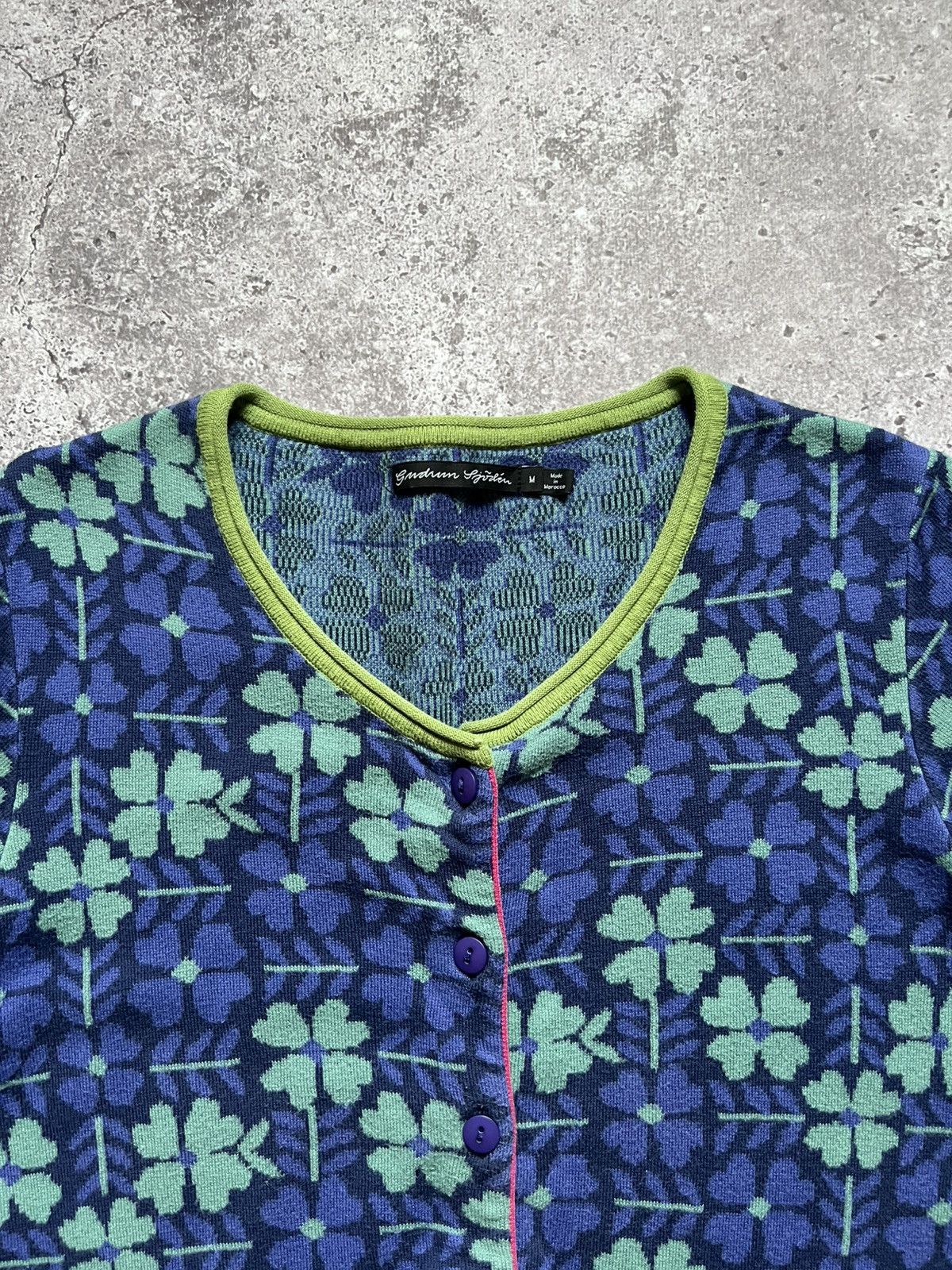 Designer Gudrun Sjoden Floral Print Cotton Cardigan Sweater Size M / US 6-8 / IT 42-44 - 8 Thumbnail