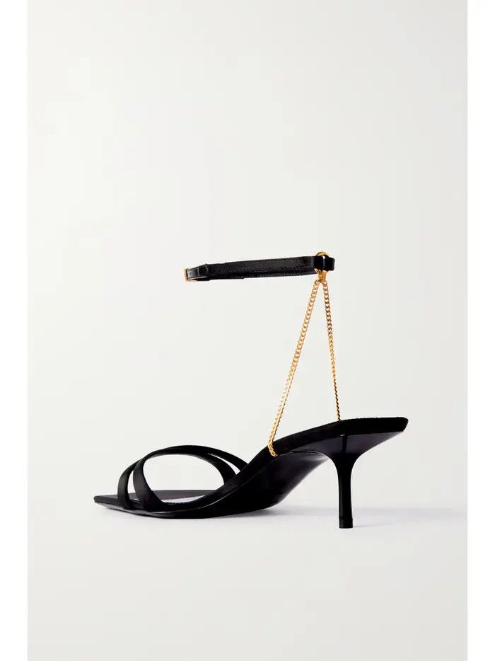 Saint Laurent Paris o1bcso1str1124 Melody Sandals In Crepe Satin in Black Size US 11.5 / IT 41.5 - 2 Thumbnail