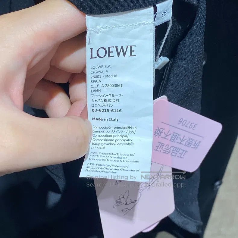 Loewe Black Satin Embroidered Logo Shirt