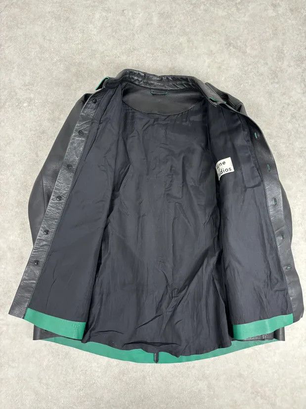 Acne Studios Acne Studios Black Leather Green Contrast Edges Shirt Jacket Size US M / EU 48-50 / 2 - 7 Thumbnail