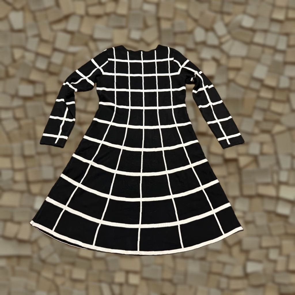 Vintage Cocobleu Dress Womens Size M Black White Checkered Long Sleeve Dress Size M / US 6-8 / IT 42-44 - 1 Thumbnail