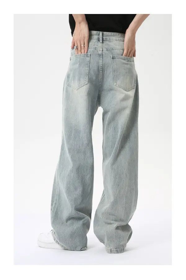 Japanese Brand American style trendy washed light blue straight loose jeans Size US 32 / EU 48 - 4 Thumbnail