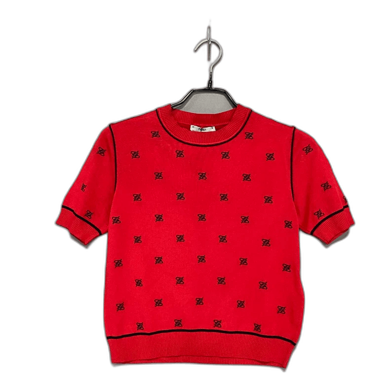 Fendi Red Knitted Short Sleeve Top FENDI Size S / US 4 / IT 40 - 1 Thumbnail