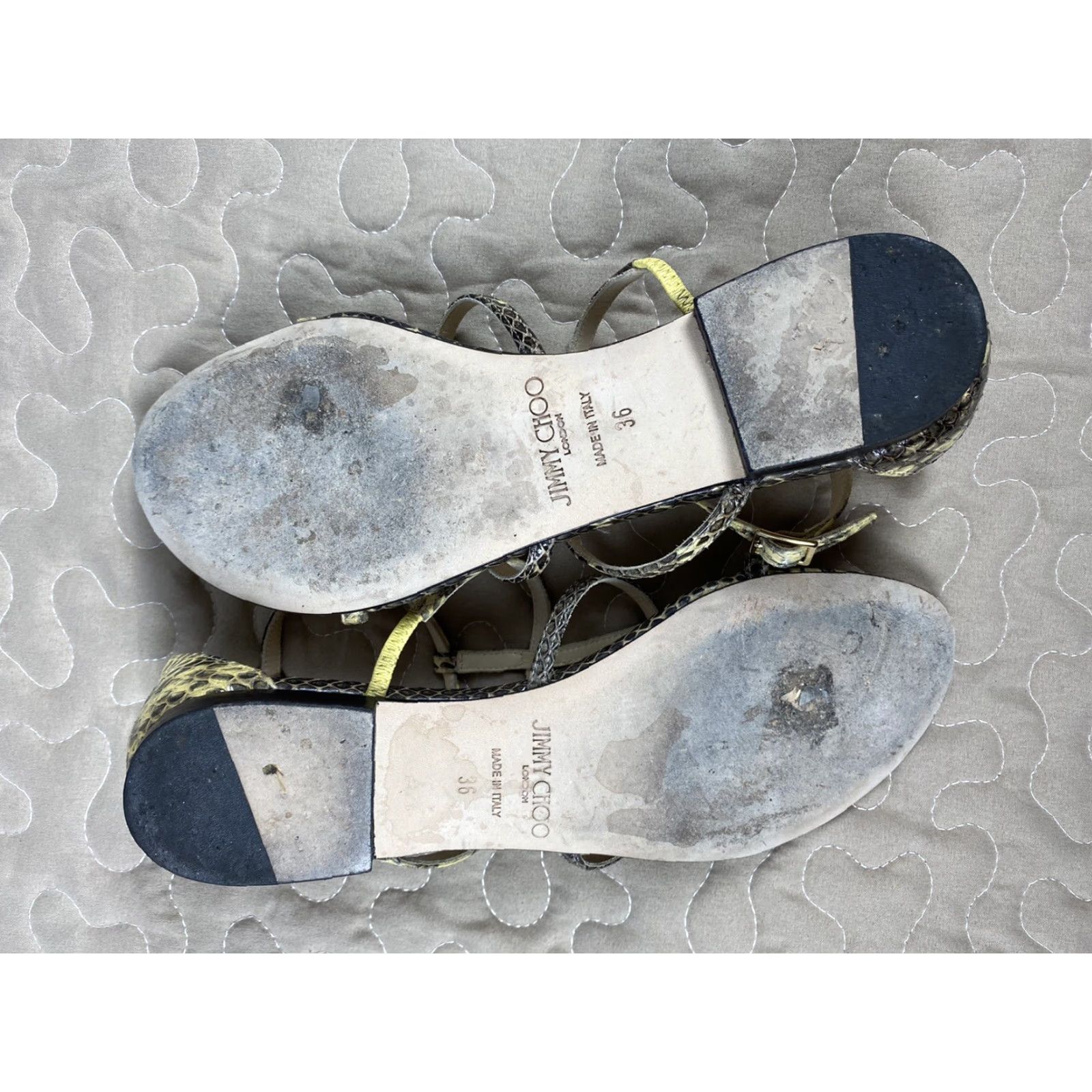 Jimmy Choo VINTAGE Jimmy Choo Snakeskin Elaphe Dory Gladiator Flat Thong Sandals Sz 36 6US EUC Women Gladiator Flat Sandals Snakeskin US 6 Womens Size US 6 / IT 36 - 6 Thumbnail