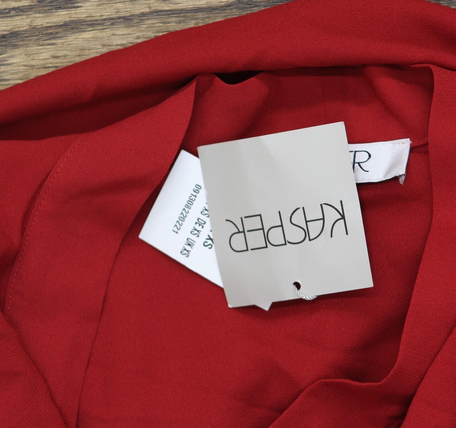 Other Nwt Kasper Tie-front Ruffled Blouse 10880897 Fire Red Xs Size XS / US 0-2 / IT 36-38 - 3 Thumbnail