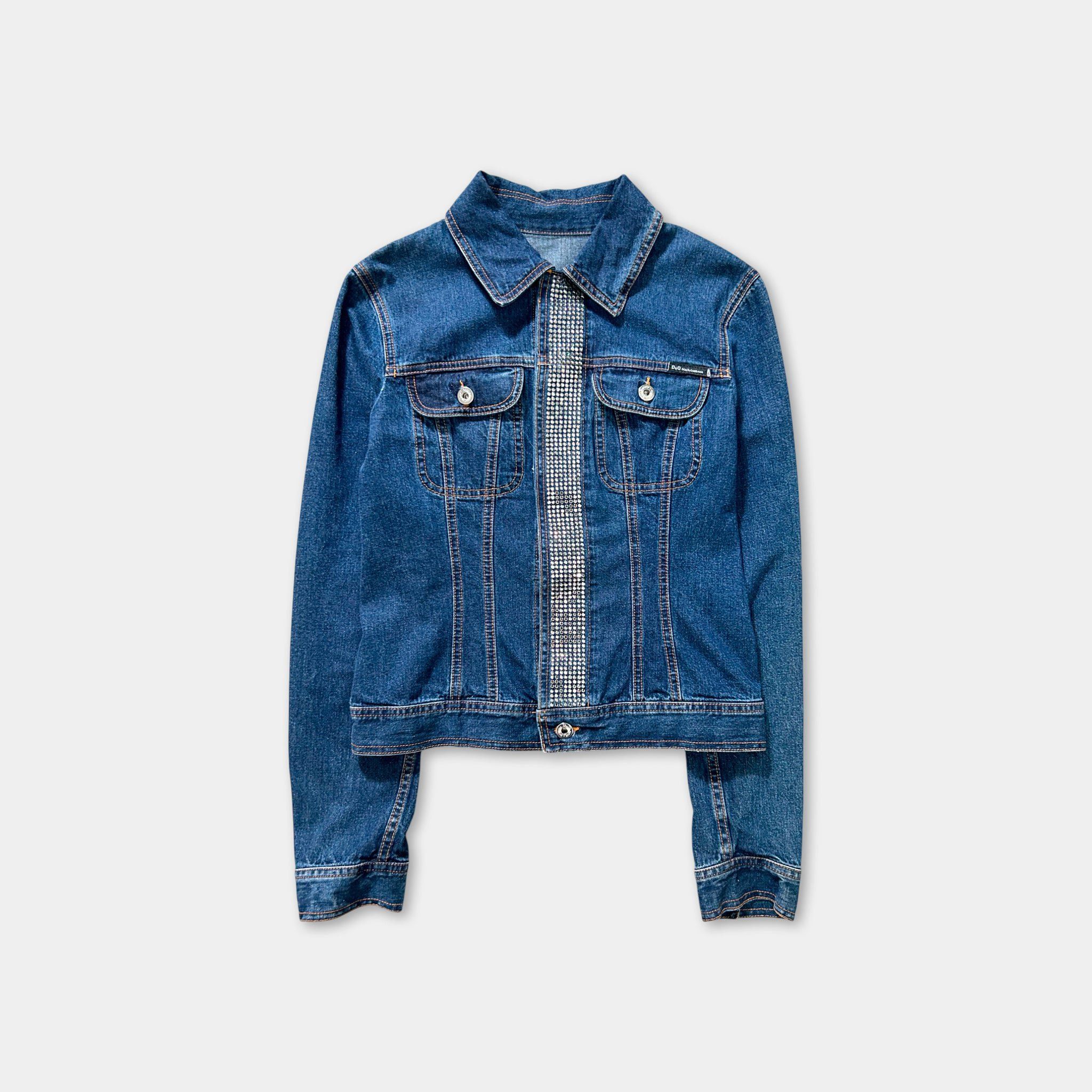 Dolce & Gabbana Rhinestones Trim Denim Jacket