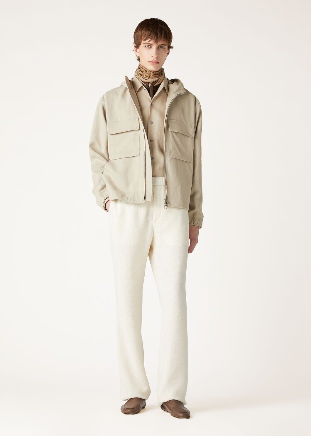 Loro Piana o1w1db10725 FAO4793 Athon Bomber Jacket in Beige Size US M / EU 48-50 / 2 - 2 Thumbnail