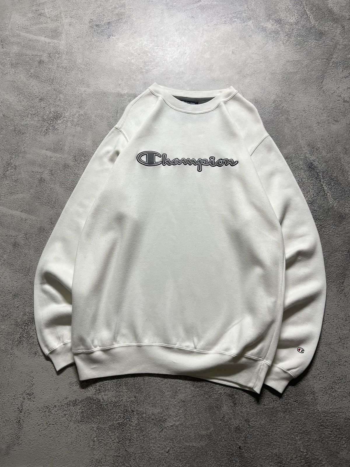 Champion × Vintage Vintage Y2k Champion 🤍 Spell Out Big Logo Sweatshirt 90’s Size US M / EU 48-50 / 2 - 1 Thumbnail