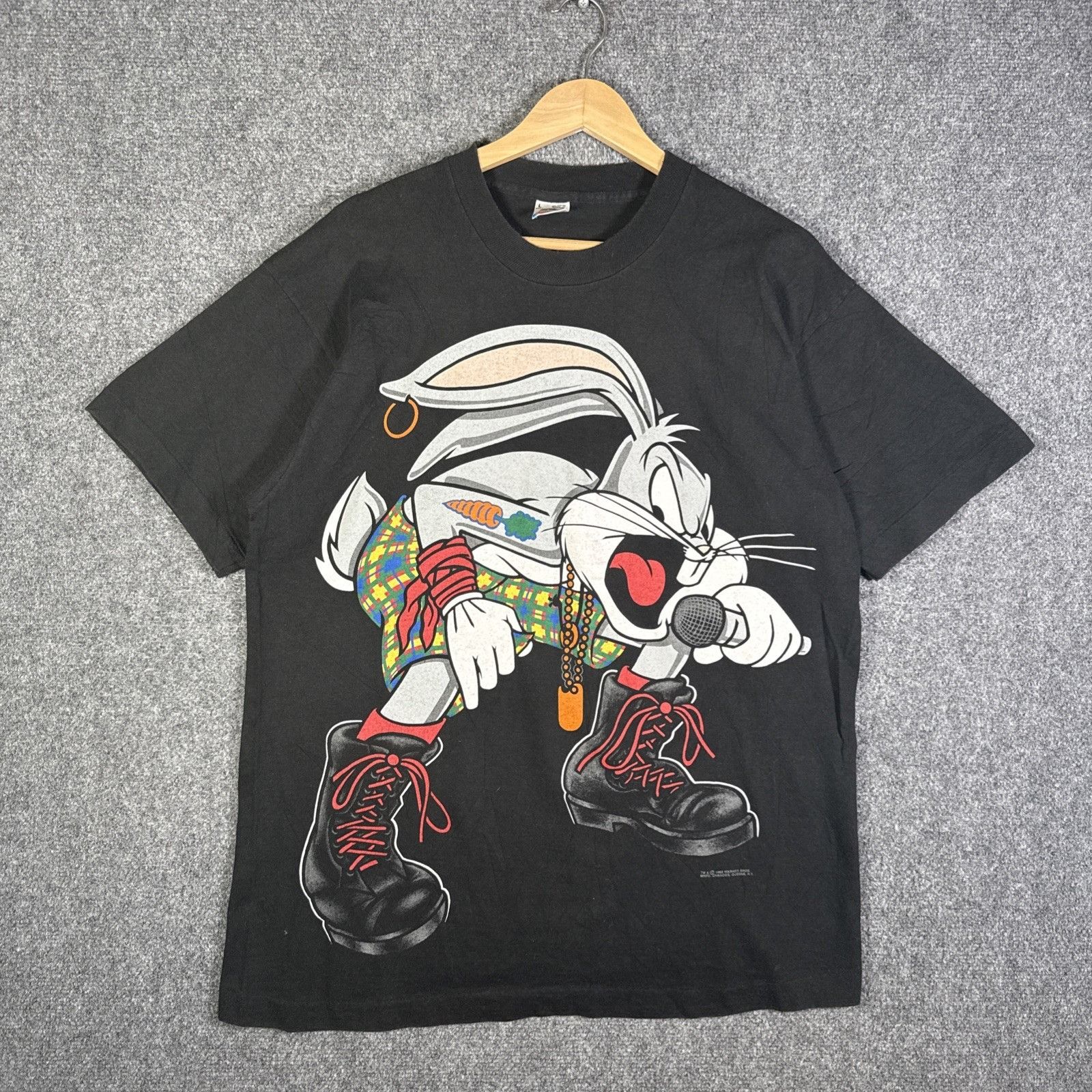Warner Bros Vintage Bugs Bunny Shirt Mens Large Black 90s Punk Emo Funny Size US L / EU 52-54 / 3 - 1 Thumbnail