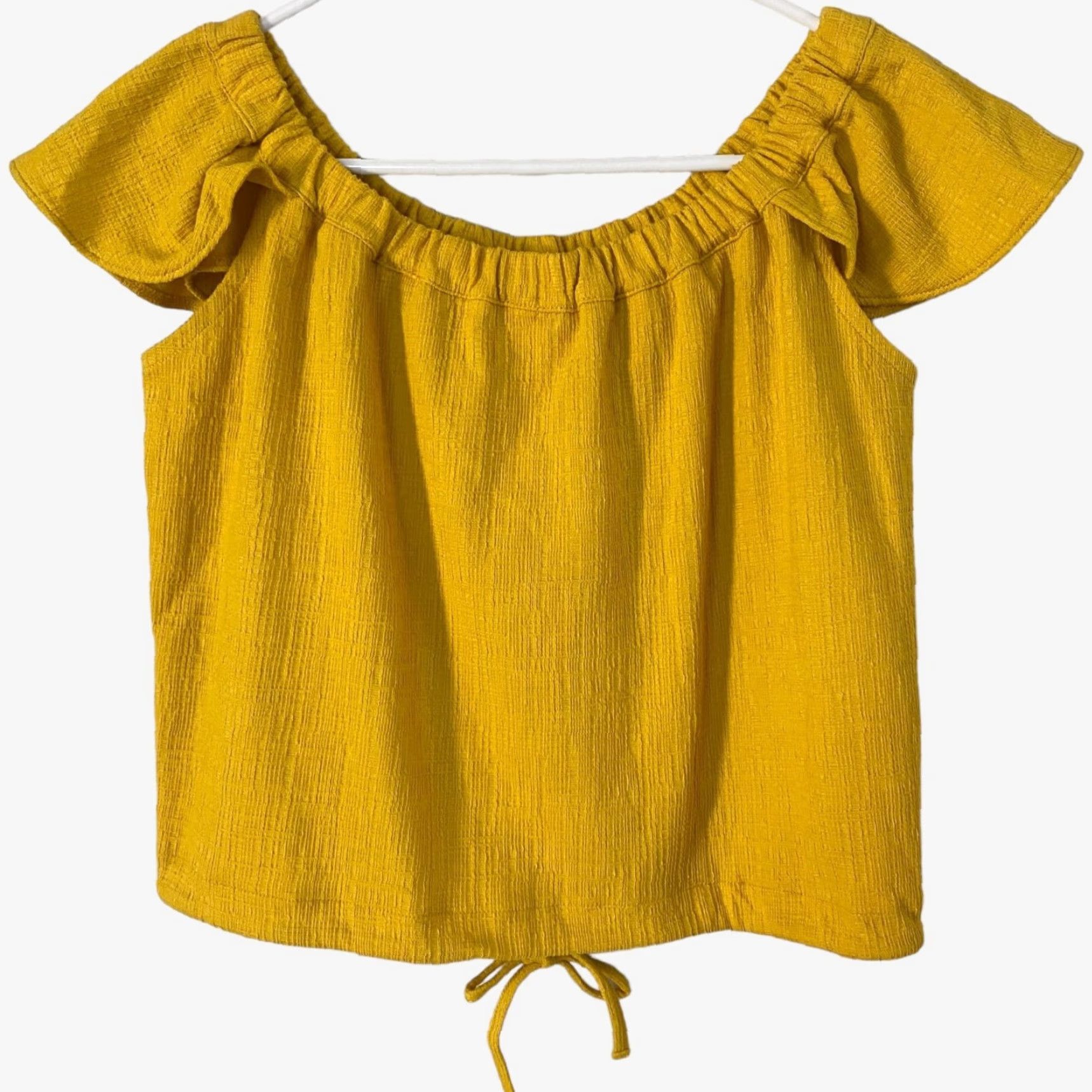 Madewell Madewell Texture & Thread Off The Shoulder Top Yellow Women's Small New Stretch Size S / US 4 / IT 40 - 4 Thumbnail