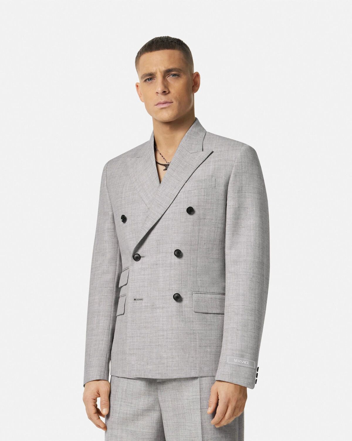 Versace AUTHENTIC VERSACE SUIT Gray Wool-Blend Double-Breasted Size 38R - 1 Thumbnail