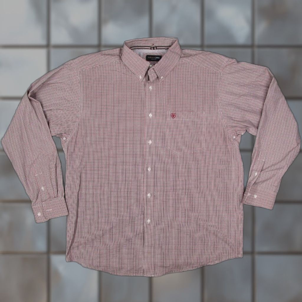 Ariat Ariat Pro Series Shirt Mens XL Red Check Button-Up Twill Cotton Blend Long Sleeve Size US XL / EU 56 / 4 - 1 Thumbnail