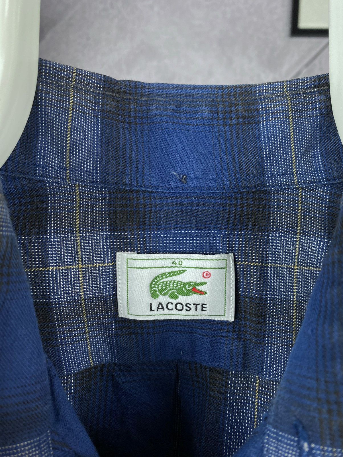 Lacoste × Vintage Lacoste Vintage Plaid Blue Long Sleeve Shirt Size US XL / EU 56 / 4 - 9 Thumbnail
