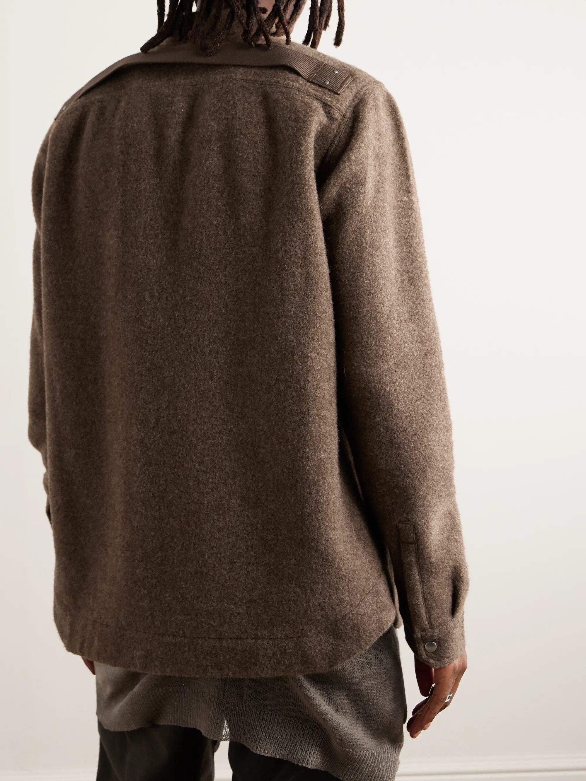 Rick Owens EU46 Lodenette Felt Wool Outershirt Fawn FW24 Porterville Size US S / EU 44-46 / 1 - 15 Thumbnail
