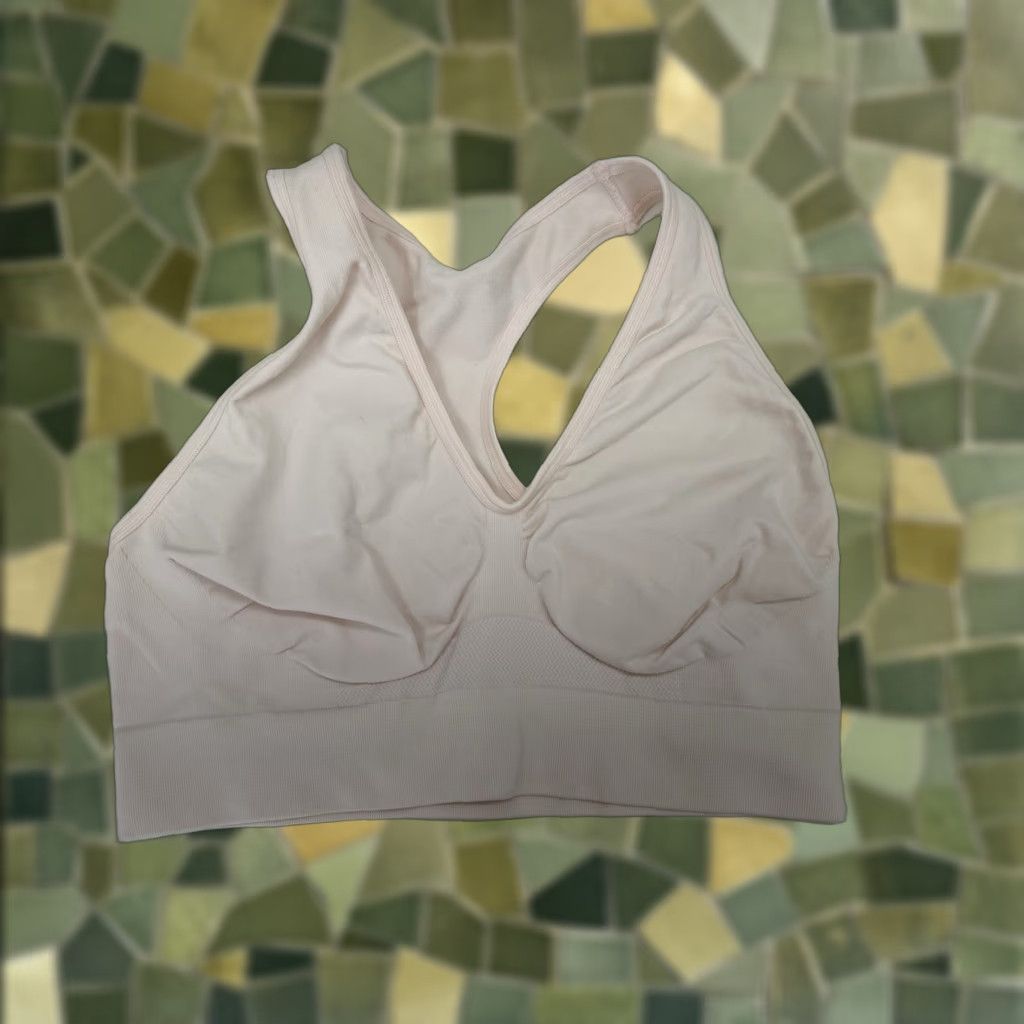 Pinko Unbranded Women Bra Size Large Pink Pullover Racerback Unpadded Wireless Comfort Sports Bra Womens L Pink Size L / US 10 / IT 46 - 1 Thumbnail