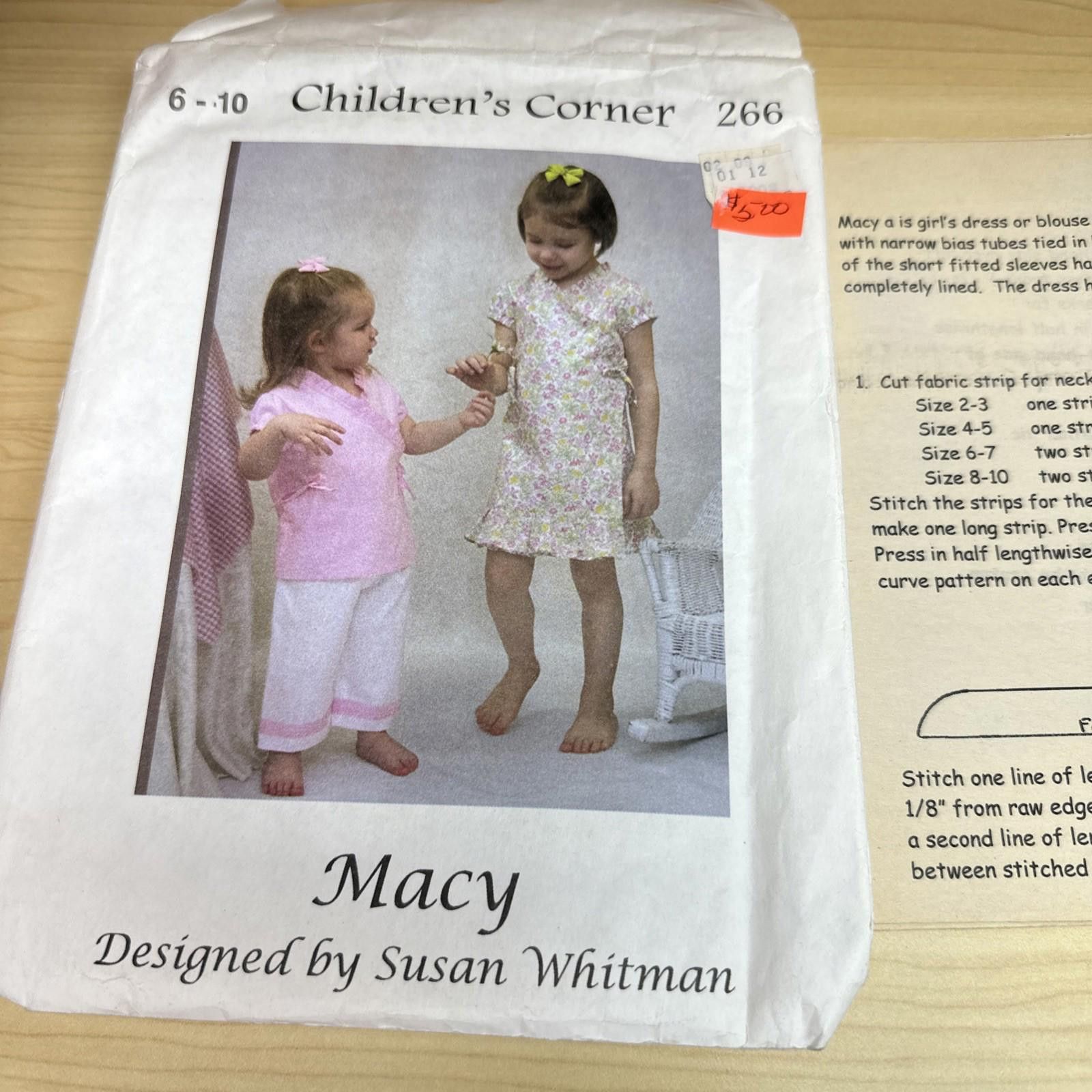 Other Children Corner 266 Macy Sewing Pattern Size 6-10 Size ONE SIZE - 1 Thumbnail