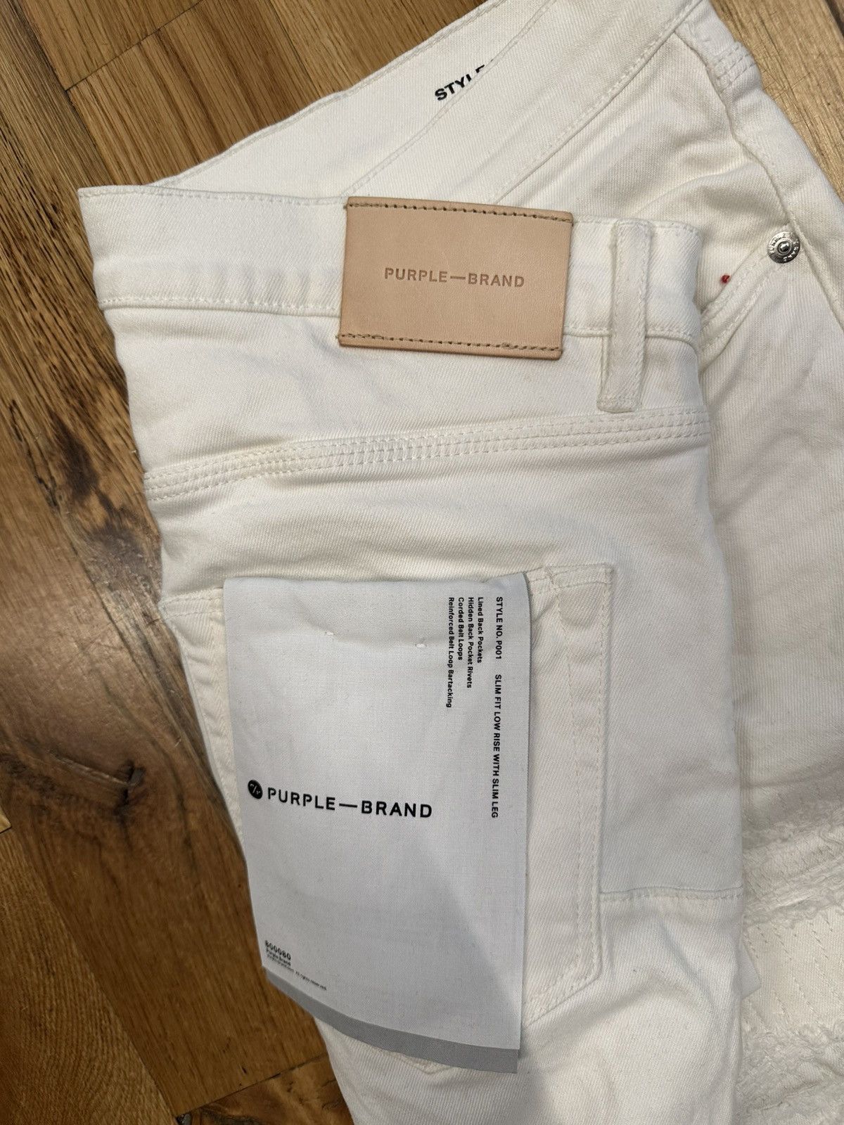 Purple Brand Purple Brand Stitched White Denim Jeans Sz 33 Size US 33 - 4 Thumbnail
