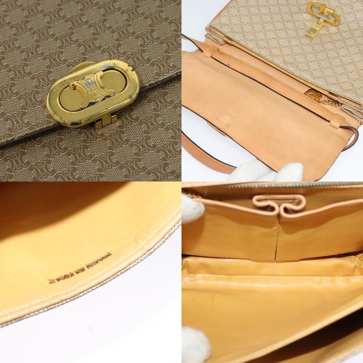 Celine CELINE Macadam Canvas Shoulder Bag Pvc Beige Gold Size ONE SIZE - 11 Thumbnail