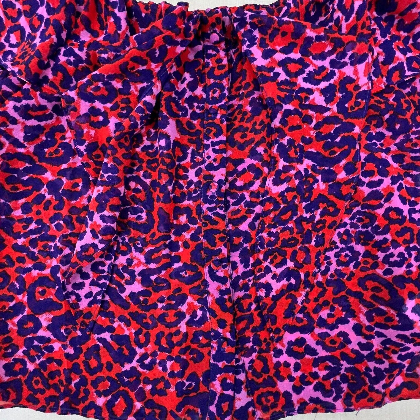 Vintage Signature8 Leopard Print Off Shoulder Semi Sheer Womens Blouse Small Purple Size S / US 4 / IT 40 - 2 Thumbnail