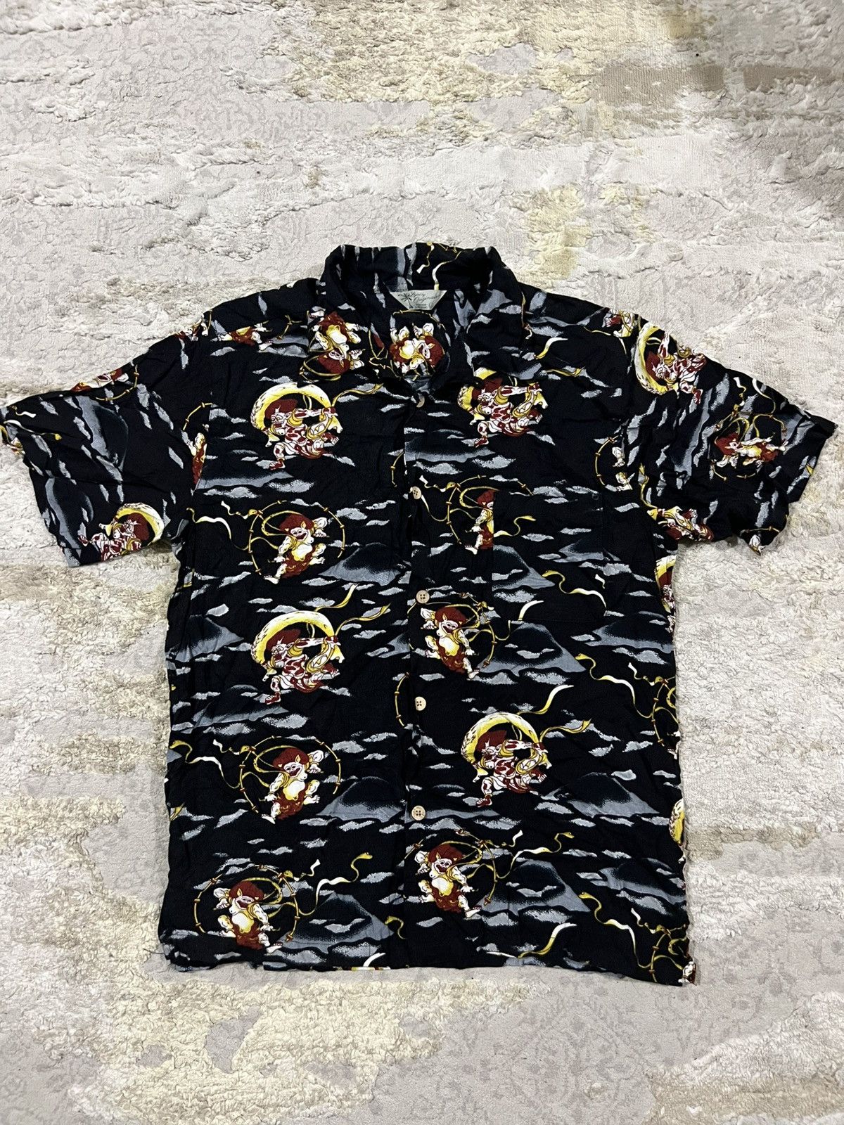 Sun Surf Vintage Japanese Raijin & Fujin God Rayon Hawaiian Shirt Size US L / EU 52-54 / 3 - 2 Thumbnail